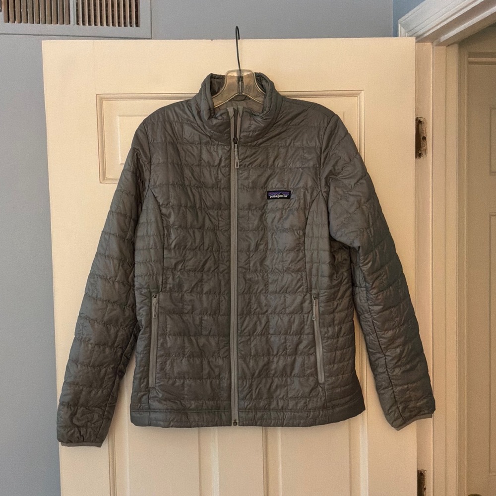 Patagonia Womens Nano Puff Jacket Gray Medium Quilted Puffer Coat Hiking Camping